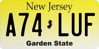 NJ license plate A74LUF