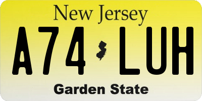 NJ license plate A74LUH
