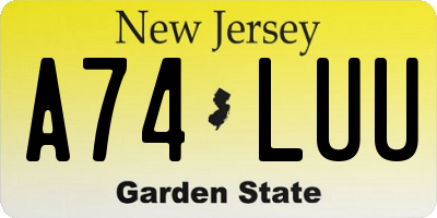 NJ license plate A74LUU