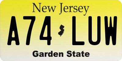 NJ license plate A74LUW