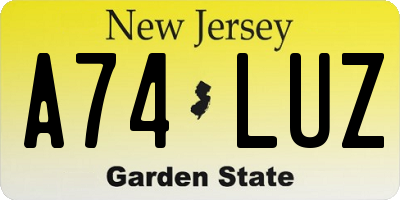 NJ license plate A74LUZ
