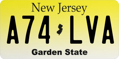 NJ license plate A74LVA