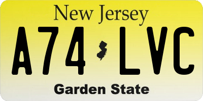 NJ license plate A74LVC