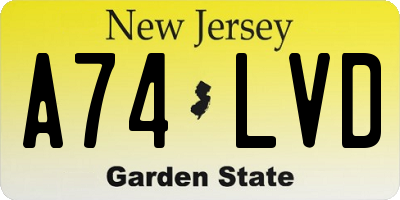 NJ license plate A74LVD