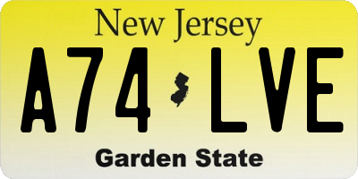 NJ license plate A74LVE
