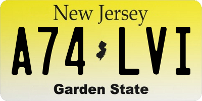 NJ license plate A74LVI
