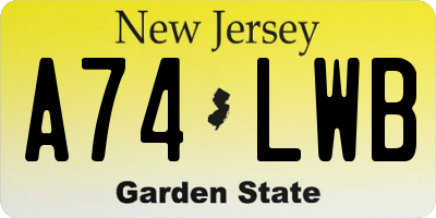 NJ license plate A74LWB