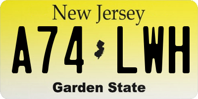 NJ license plate A74LWH
