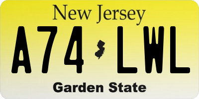 NJ license plate A74LWL