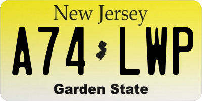 NJ license plate A74LWP