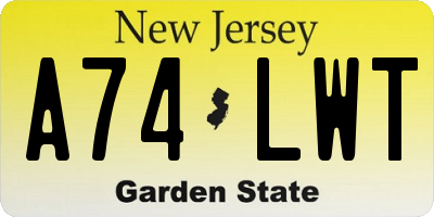 NJ license plate A74LWT