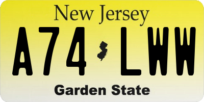 NJ license plate A74LWW