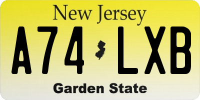 NJ license plate A74LXB