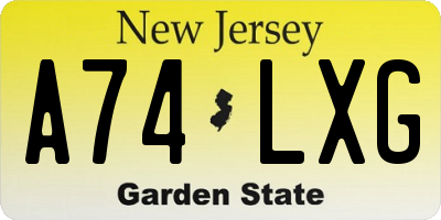 NJ license plate A74LXG