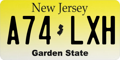 NJ license plate A74LXH