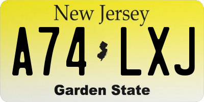 NJ license plate A74LXJ