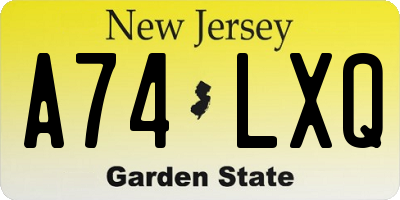 NJ license plate A74LXQ