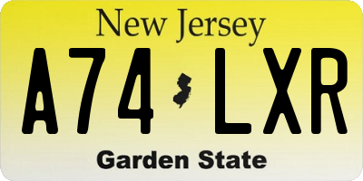 NJ license plate A74LXR