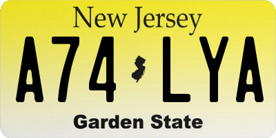 NJ license plate A74LYA