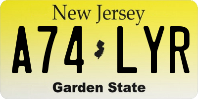 NJ license plate A74LYR