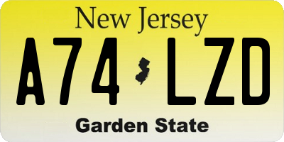 NJ license plate A74LZD