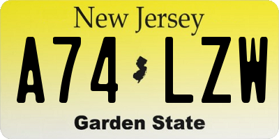 NJ license plate A74LZW