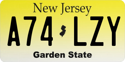 NJ license plate A74LZY