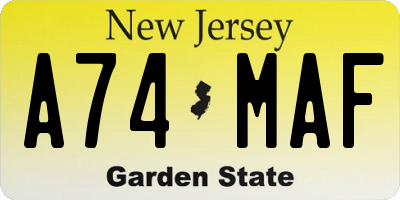 NJ license plate A74MAF