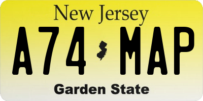 NJ license plate A74MAP