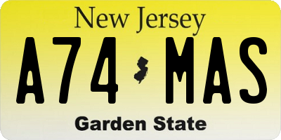 NJ license plate A74MAS