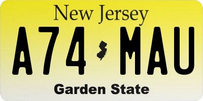 NJ license plate A74MAU