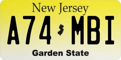 NJ license plate A74MBI