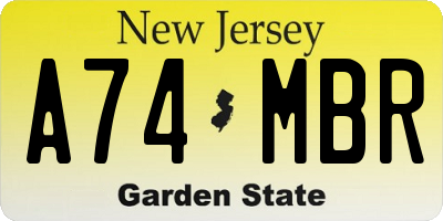 NJ license plate A74MBR