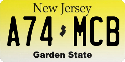 NJ license plate A74MCB