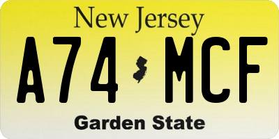 NJ license plate A74MCF