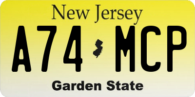 NJ license plate A74MCP
