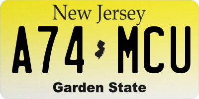 NJ license plate A74MCU