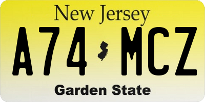 NJ license plate A74MCZ