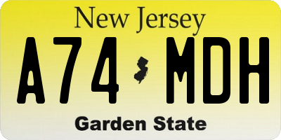 NJ license plate A74MDH