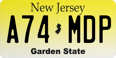 NJ license plate A74MDP