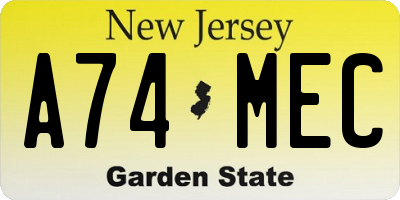 NJ license plate A74MEC
