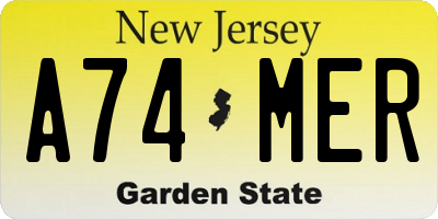 NJ license plate A74MER