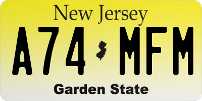 NJ license plate A74MFM