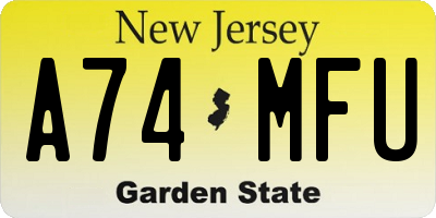 NJ license plate A74MFU