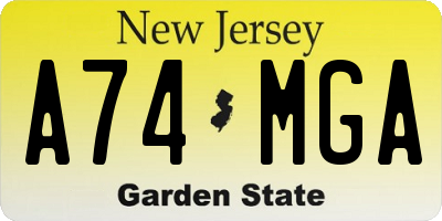 NJ license plate A74MGA
