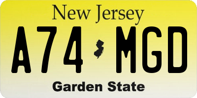 NJ license plate A74MGD