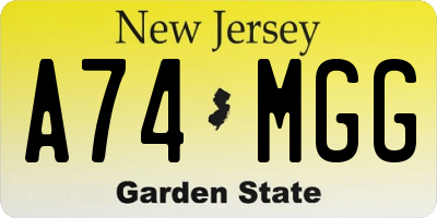 NJ license plate A74MGG