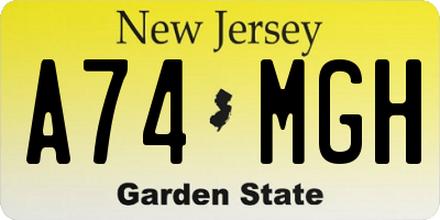 NJ license plate A74MGH