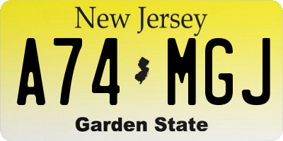 NJ license plate A74MGJ