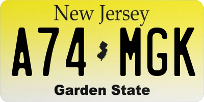 NJ license plate A74MGK